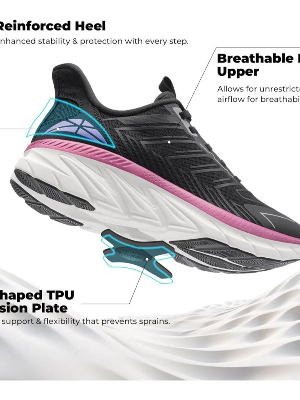 Women's Black Slip On Walking Shoes Running Comfortable Breathable Sneakers
